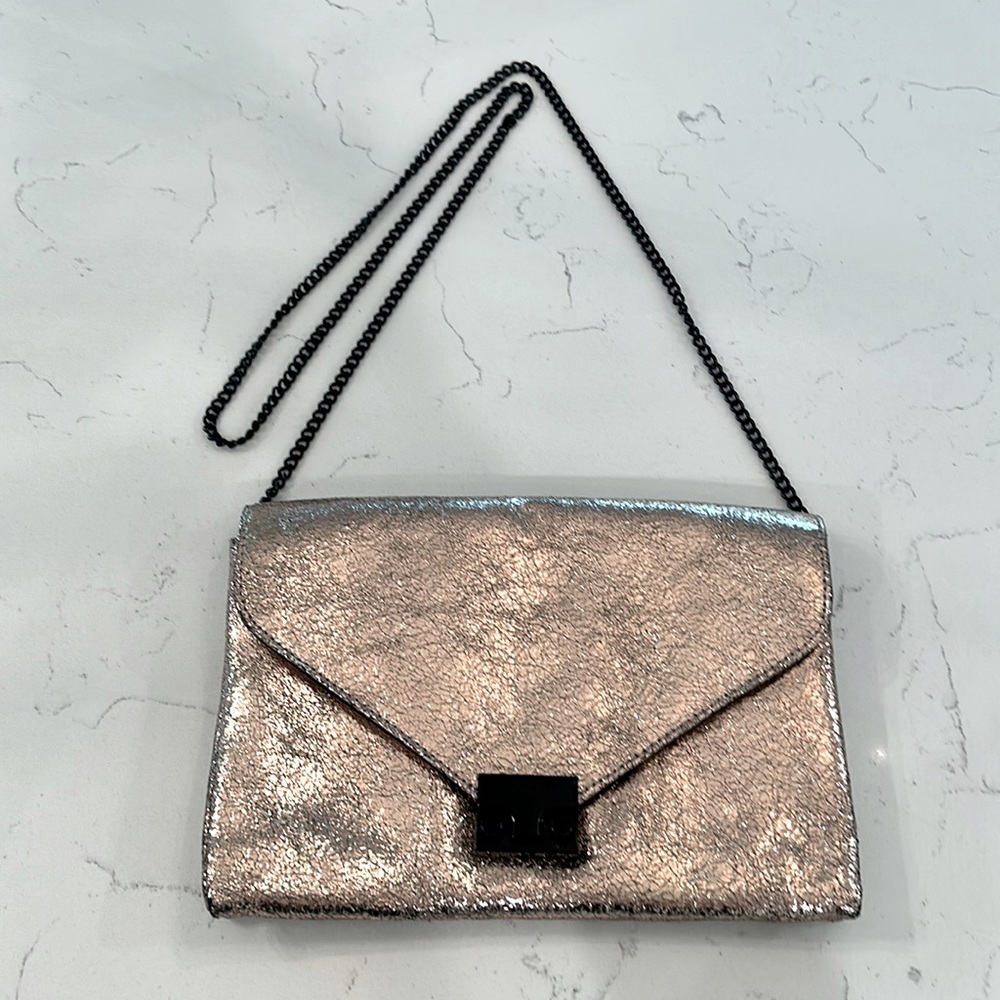 Loeffler Randall rose gold crossbody/clutch NWOT
